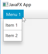 A JavaFX MenuBar with a Menu containing two menu items with a separator in between.