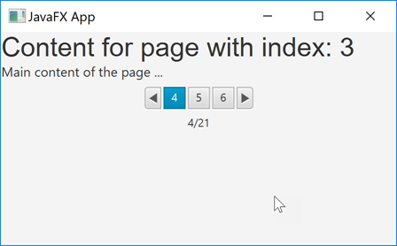 JavaFX Pagination control screenshot.