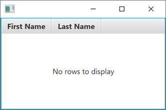 A JavaFX TableView with a placeholder displayed when no rows to display.
